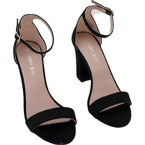 Madden Girl Bella Block Heel Ankle Strap Sandals Black US 8M